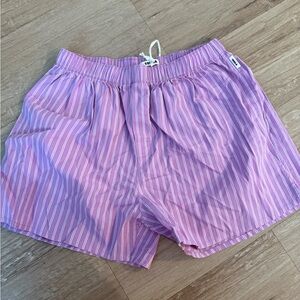 Tekla Pink Striped Shorts